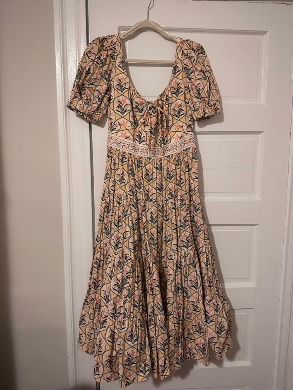 Agua by Agua Bendita Palmera Orange and Pink Midi Dress NWT